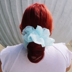 Oversized Organza Scrunchie in Baby Blue